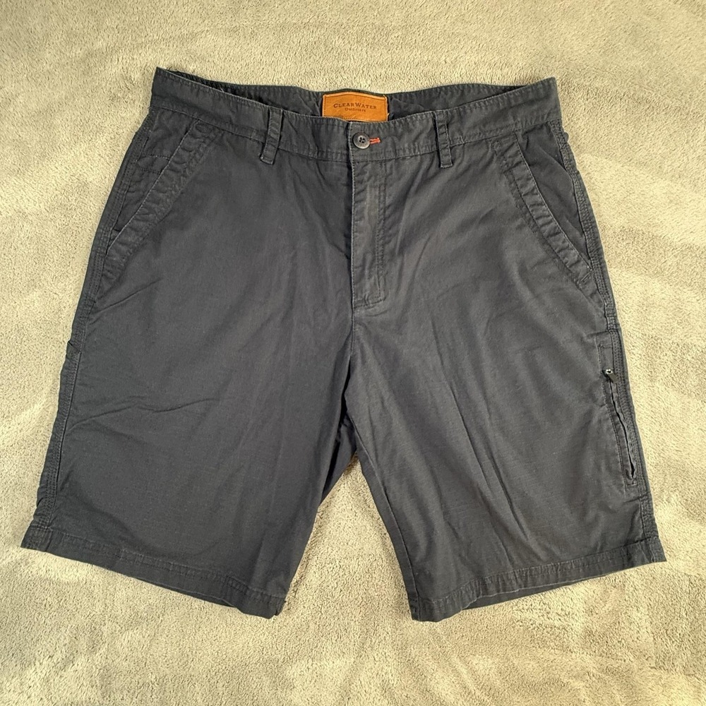 ClearWater Outfitters Cargo Shorts Mens Size 34 Gray Cotton Stretch 10" Inseam